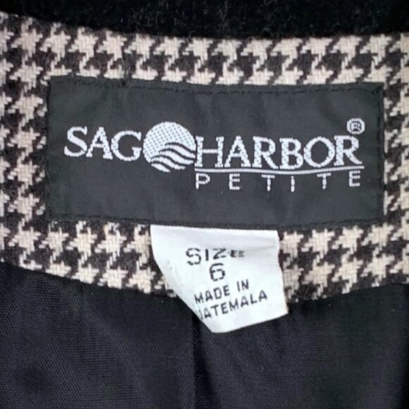 Sag Harbor 90's Vintage Houndstooth Wool Blend Blazer With Velvet Collar SZ 6P - Picture 6 of 9